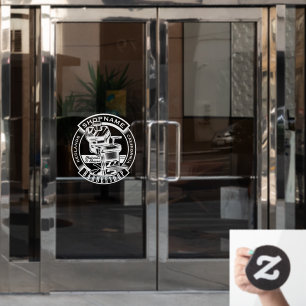 Vinilos Para Cristales Personalizar puerta de negocio de barbería blanca