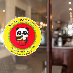 Vinilos Para Cristales Personalizar restaurante chino Panda Bear Noodles