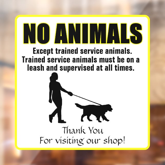 Vinilos Para Cristales Personalizar Sin Animales Excepto Perros de Servic (Hoja 2)