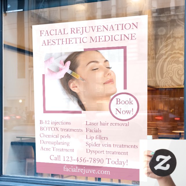 Vinilos Para Cristales Personalizar Tratamiento cutáneo Faciales de Botox (Ventana de cafetería)