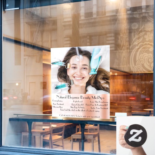 Vinilos Para Cristales Personalizar Tratamiento detallado de belleza de M (Ventana de cafetería)