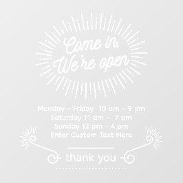 Vinilos Para Cristales Personalizar Venimos Estamos Abiertos Horario Come