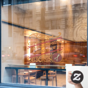 Vinilos Para Cristales Personalizar Viejo Barber Shop Gold Burgundy