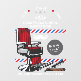 Vinilos Para Cristales Personalizar Vintage Barber Shop Chair Mustache Ra