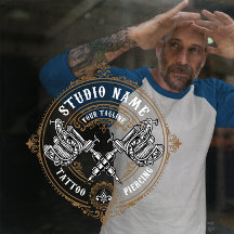 Personalizar Vintage Tattoo Shop Guns Machine Door