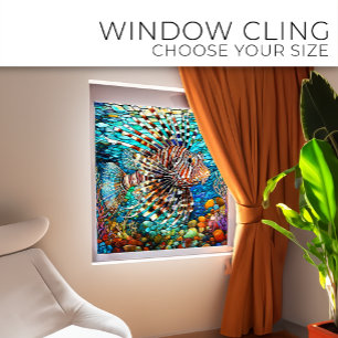 Vinilos Para Cristales Pescado de león submarino Arte de vidrio manchado