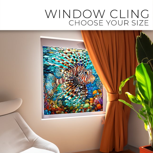 Vinilos Para Cristales Pescado de león submarino Arte de vidrio manchado (Subido por el creador)