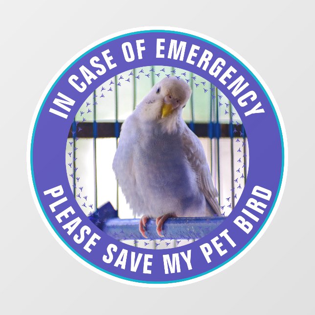 Vinilos Para Cristales Pet Safety Alert Custom Bird Photo First Responder (Hoja)