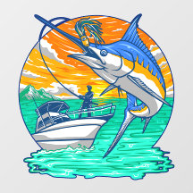 Pez Marlin Tomando El Cebo Carta De Pescador