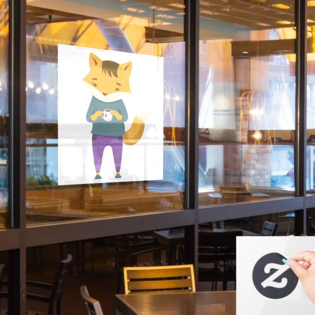 Vinilos Para Cristales Pezón lindo con taza de té (ventana del restaurante)