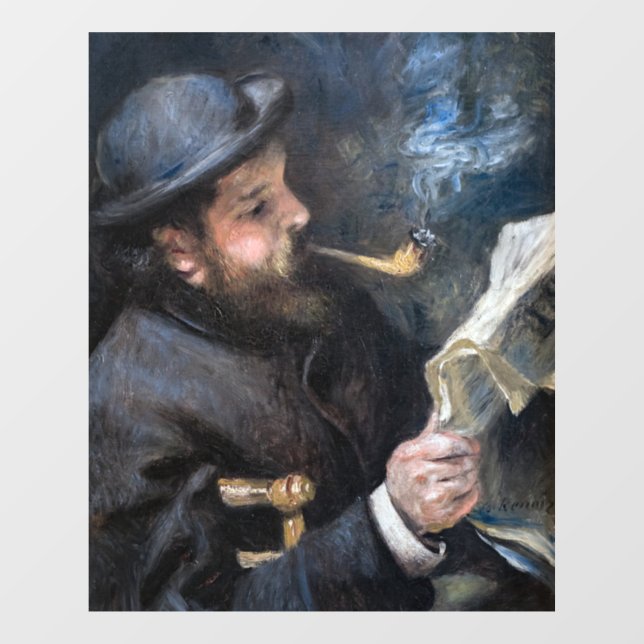 Vinilos Para Cristales Pierre-Auguste Renoir - Claude Monet Reading (Hoja)