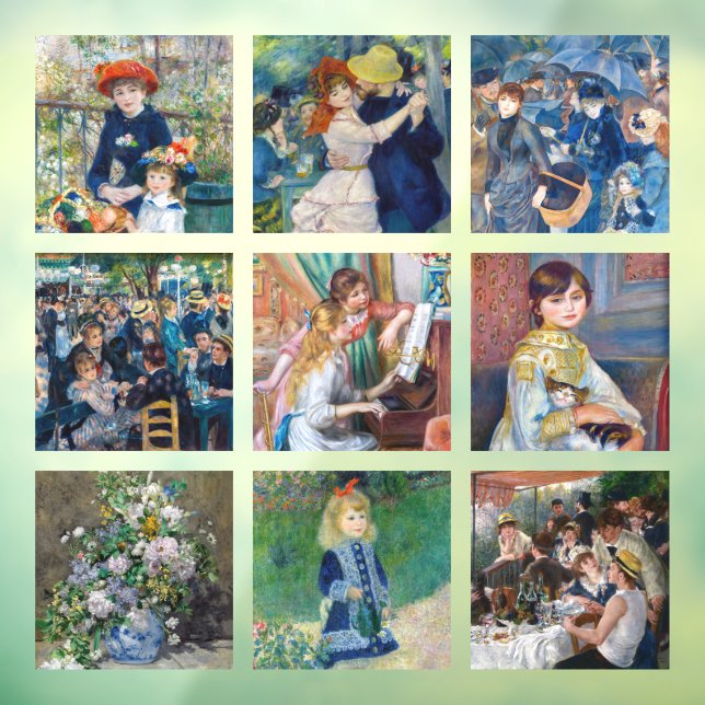 Vinilos Para Cristales Pierre-Auguste Renoir - Collage de cuadrícula de o (Hoja 3)