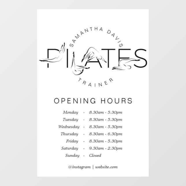 Vinilos Para Cristales Pilates Poses en Palabra de Pilates (Hoja)