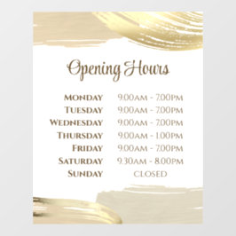 Vinilos Para Cristales Pincel de pintura dorada sobresale horas de apertu