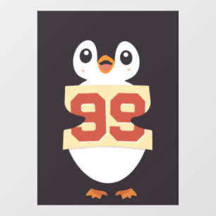 Vinilos Para Cristales Pingüino Adorable Sosteniendo un Letrero