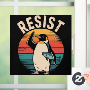 Vinilos Para Cristales Pingüino Divertido Resiste Protesta Contra Arancel