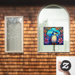 Vinilos Para Cristales Pingüino Floral Pájaro Vidrio Falso Teñido Colorid