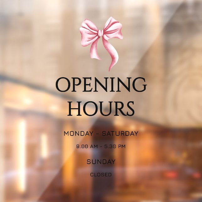 Vinilos Para Cristales Pink Bow Opening Hours Small Business (Hoja 2)