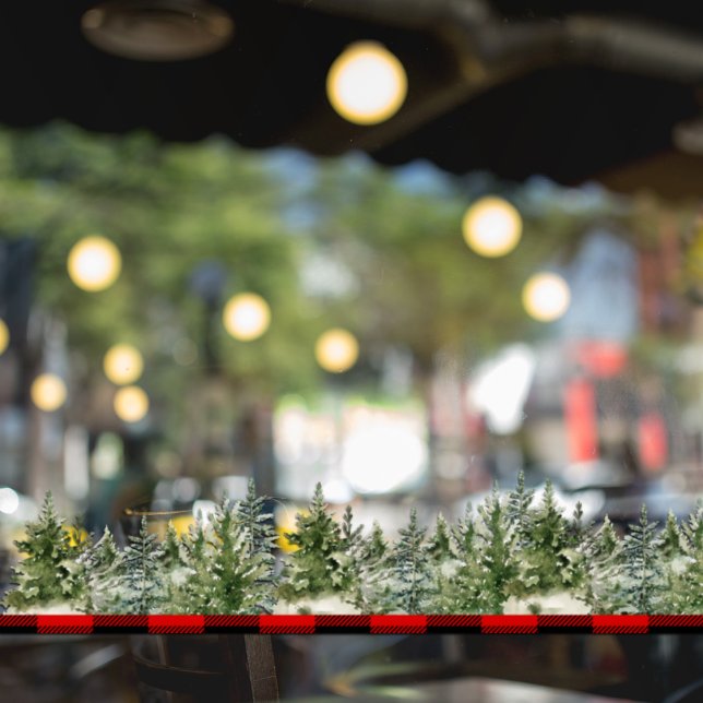 Vinilos Para Cristales Pino Verde Acuarela  & Cuadro Escocés Búfalo Rojo (Subido por el creador)