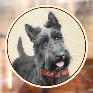 Vinilos Para Cristales Pintado Terrier Escocés - Arte Perro Original