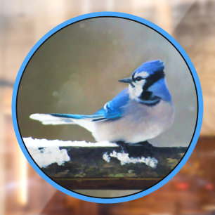 Vinilos Para Cristales Pintura de Arrendajo Azul - Arte de Pájaros Origin