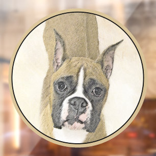 Vinilos Para Cristales Pintura De Boxer - Arte De Perro Original Cuto