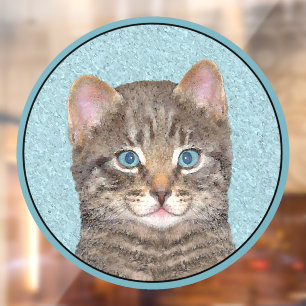 Vinilos Para Cristales Pintura de gatos en la mesa gris - Arte de gatos o