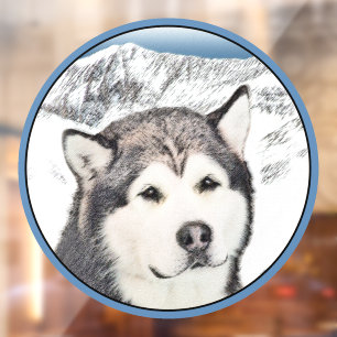 Vinilos Para Cristales Pintura de Malamute de Alaska - Arte de Perro Orig