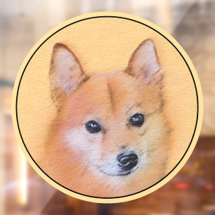 Vinilos Para Cristales Pintura de Spitz Finlandés - Arte de Perro Origina