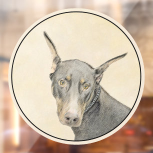 Vinilos Para Cristales Pintura Doberman Pinscher - Original Dog Art