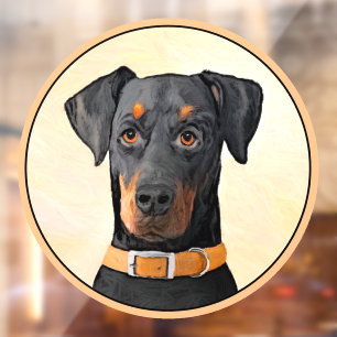 Vinilos Para Cristales Pintura original de Doberman Pinscher sin cortar