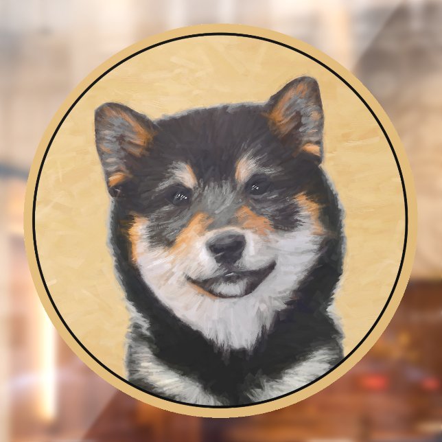Vinilos Para Cristales Pintura Shiba Inu (Negro y Tan) - Arte de perro (Hoja 2)
