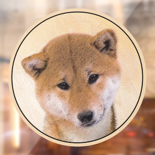 Vinilos Para Cristales Pintura Shiba Inu (roja) - Arte Perro Original