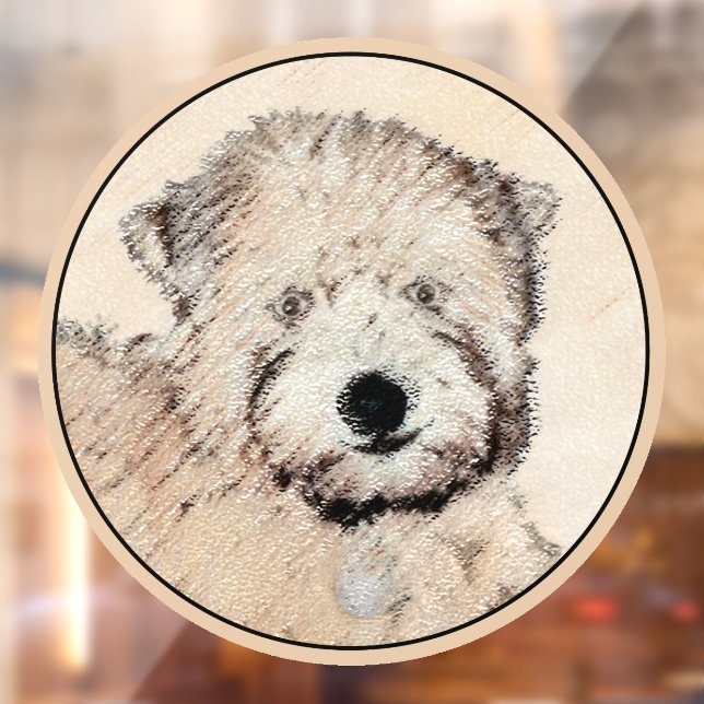 Vinilos Para Cristales Pintura Terrier de Ruedas Recubiertas Blancas Arte (Hoja 2)