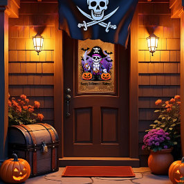Vinilos Para Cristales Pirata Skeleton Feliz Halloween Mateys