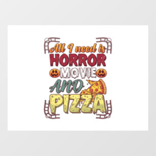 Vinilos Para Cristales Pizza de Película de Terror Halloween Calabaza Crá