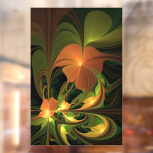 Vinilos Para Cristales Planta de fantasía Resumen Fractal Verde Rust Brow