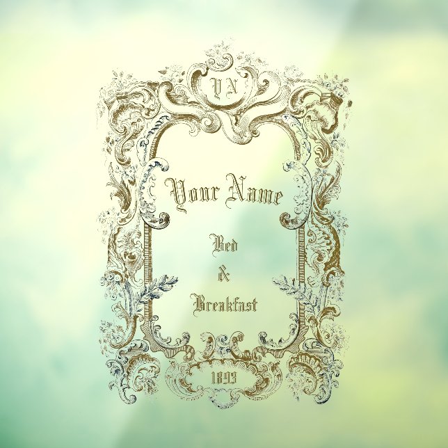 Vinilos Para Cristales Plantilla de Bed & Breakfast con borde de la época (Hoja 3)