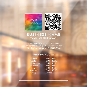 Vinilos Para Cristales Plantilla de código QR del logotipo de horarios de