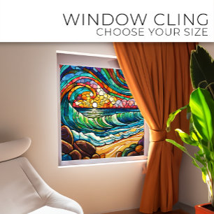 Vinilos Para Cristales Playa y olas Arte de cristal manchado