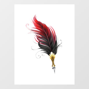 Vinilos Para Cristales Pluma de plumas rojas con nido de oro
