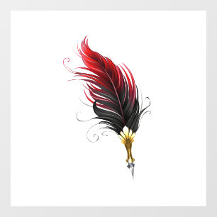 Vinilos Para Cristales Pluma de plumas rojas con nido de oro