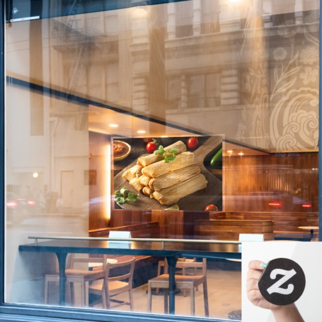 Vinilos Para Cristales Pollo de maíz casero Tamales Restaurante mexicano (Ventana de cafetería)