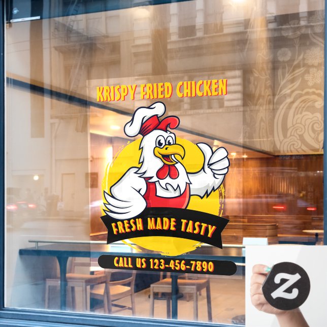 Vinilos Para Cristales Pollo Frito Crujiente Personalizable Frente Genéri (Ventana de cafetería)