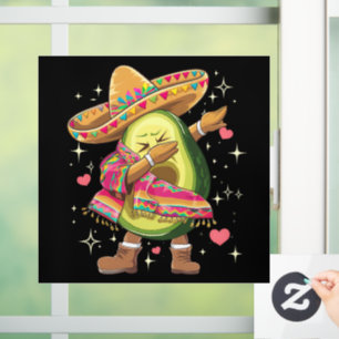 Vinilos Para Cristales Poncho Mexicano Divertido Dabbing Aguacate Cinco D