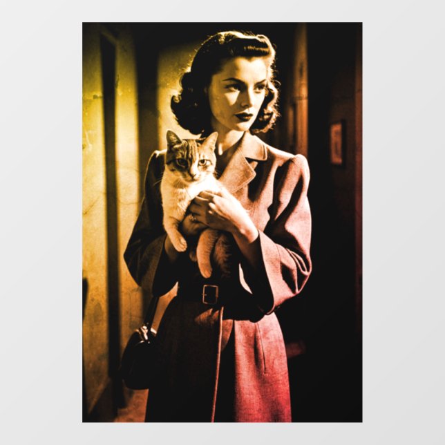 Vinilos Para Cristales Popular Dama de Gato Loco de Halloween (Hoja)