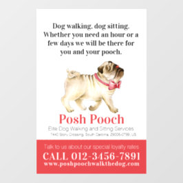 Vinilos Para Cristales Posch pooch lindo pug dog walk services