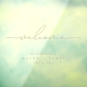 Vinilos Para Cristales Poster De Bienvenida De Boda De Taupe Transparente