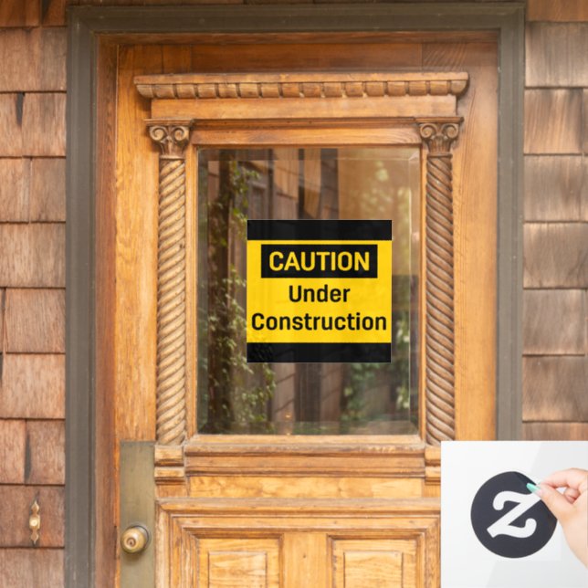 Vinilos Para Cristales PRECAUCIÓN En Construcción Cuadrado (Puerta de casa)