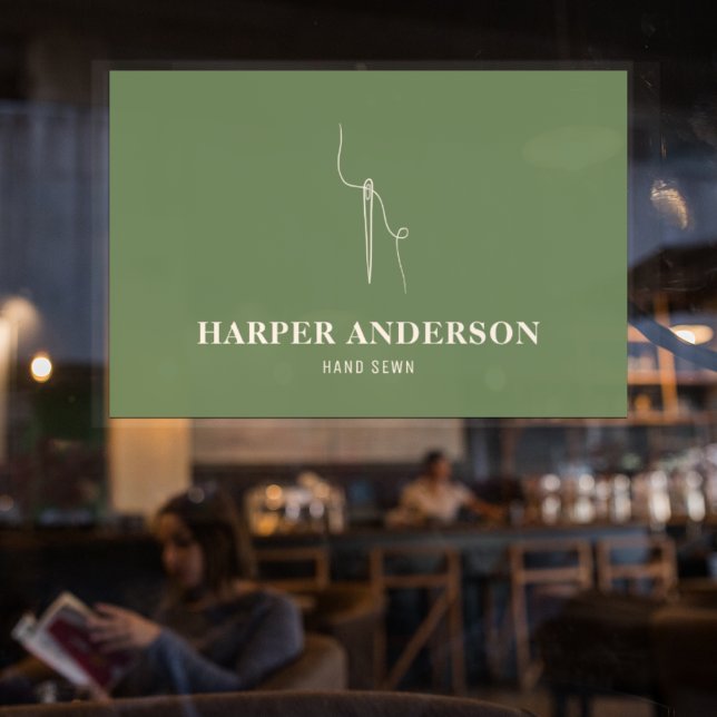 Vinilos Para Cristales Profesional moderno de coser de mano verde mínimo (Subido por el creador)